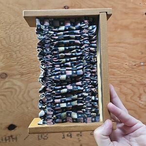 Vintage Wood and Floral Fabric Farmhouse Style Napkin Holder